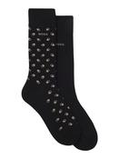2 Pack Pattern Cotton Socks - Black - 40-46