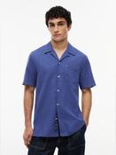 Linen Cuban Collar Shirt - Blue - S image