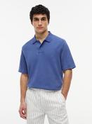 Washed Waffle Polo - Blue - S image