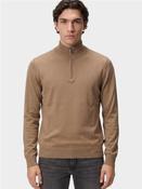 Ebenji Quarter Zip Virgin Wool Knit - Beige - M