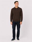 Cotton Polo Jumper - Brown - M image