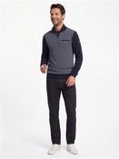 Suede Trim Half Zip Sweatshirt - Navy - M