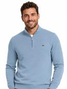 Monochrome Quarter Zip Cotton Sweater - Blue - 3 image