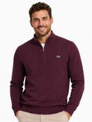 Monochrome Quarter Zip Cotton Sweater - Red - 3 image