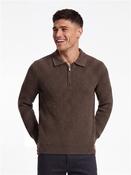 Knitted Zip Polo - Brown - S image