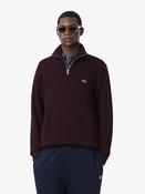 High Neck Zipped Cotton Sweat - Red - 2