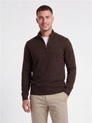 Knitted Quarter Zip Top - Brown - S image