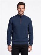 Structured Two Tone 1/4 Zip Jumper - Navy - M image