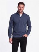 Two-Tone Interlock Quarter Zip Sweatshirt - Blue - S image