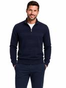 Fine Structured Quarter Zip Sweater - Blue - M image