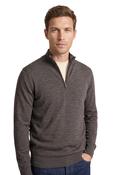 Merino Wool Quarter Zip Jumper - Grey - M