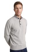 100% Superfine Lambswool Button &amp; Zip Mock Neck - Grey - M image