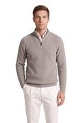 100% Lambswool Ribber Quarter Zip Jumper - Grey - M