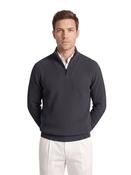 100% Lambswool Ribber Quarter Zip Jumper - Navy - M