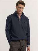 Pin Dot Melange Half Zip Sweatshirt - Navy - M
