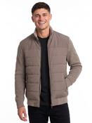 Knitted Mixed Media Jacket - Beige - M