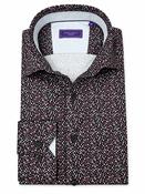 Satin Stretch Graphic Print Shirt - Navy - S