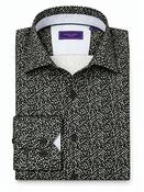 Satin Stretch Graphic Print Shirt - Navy - S