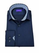 Belmonte Slim Fit Twill Shirt - Navy - S