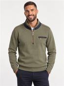 Pin Dot Melange Half Zip Sweatshirt - Green - S