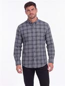 Brushed Herringbone Check Shirt - Grey - S image