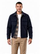 Wool Blend Zipped Jacket - Navy - S image