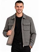 Wool Blend Zipped Jacket - Brown - M image