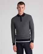 Long Sleeve Knitted Polo - Navy - M image