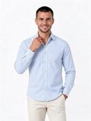 Soft Brushed Twill Stripe Oxford Shirt - Blue - S