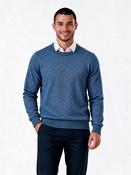 Structured Two Tone Cotton Crew Neck - Blue - S image