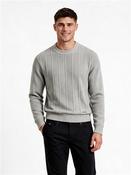 Stripe Crew Neck Knit - Grey - S image