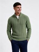 Stripe Quarter Zip Knit - Green - S image