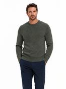 Structured Two Tone Cotton Crew Neck - Green - S image