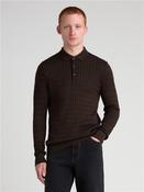 Long Sleeve Knitted Polo - Brown - M image