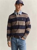 Chambray Stripe Heavy Rugby Polo - Brown - M image