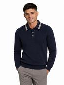 Wool Cotton Polo Knit - Navy - M image