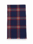 Lightweight Wide Check Scarf - Navy