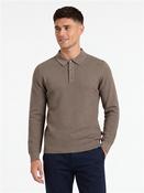 Long Sleeve Knitted Polo - Beige - M