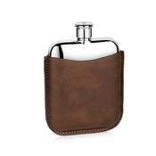 Stainless Steel Hip Flask With Leather Sleeve  - One Size image