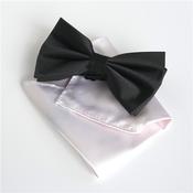 Silk Black 6 cm Bow &amp; White Pocketsquare - Black - One Size image