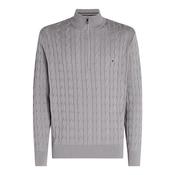 Classic Cotton Cable Zip Neck - Grey - S image