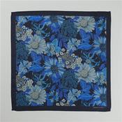 Floral Silk Pocketsquare - Blue - One Size