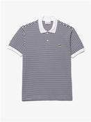 Striped Cotton Pique Polo - Navy - XS image