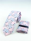 Floral 7.5cm Tie With Pocket Square - Pink image