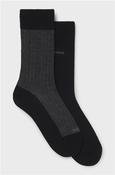 2 Pack Mini Pattern Cotton Socks - Black - 9-12 image