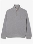 High Neck Zipped Cotton Sweat - Silver - 2