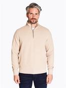 Suede Trim Half Zip Sweatshirt - Stone - 2XL image