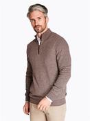 Structured Two Tone Quarter Zip Jumper - Brown - 2XL