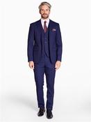 Slim Fit Check 3 Piece Suit - Navy - 36R image