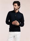100% Merino Wool Long Sleeve Polo - Navy - L image